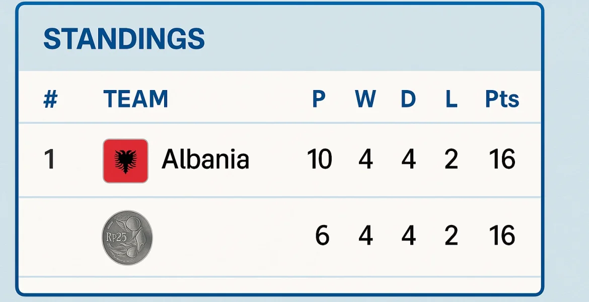 klasemen tim nasional sepak bola albania
